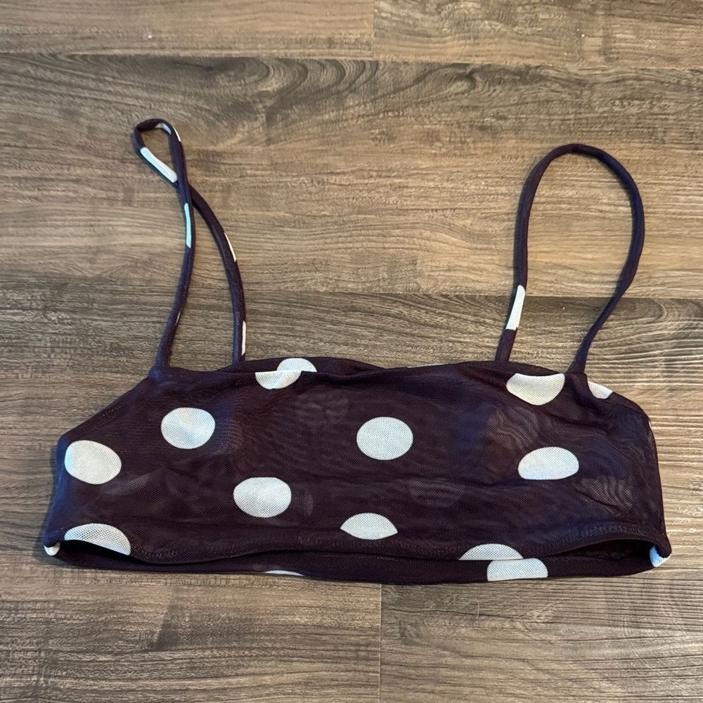 RESA Polka Dot Crop Top in Brown and White